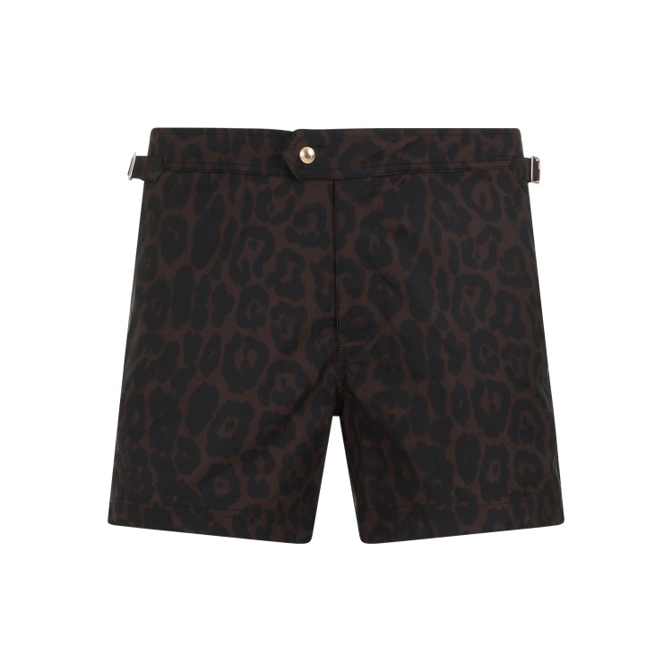 Shop Tom Ford Cheetah Brown Swimwear In Black