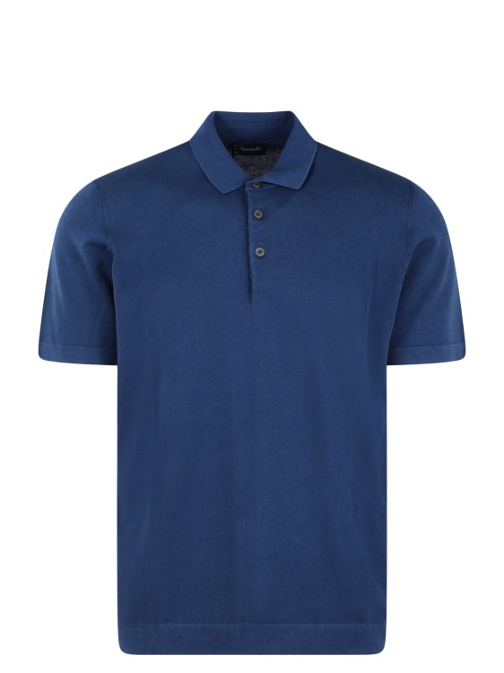 Shop Drumohr Cotton Knit Polo Shirt In Blue
