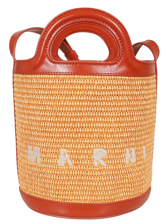 Shop Marni Small Tropicalia Bucket Bag In Orange