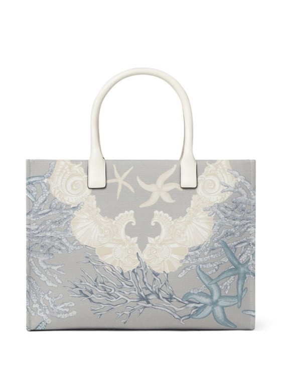 Versace Blue La Medusa Canvas Tote Bag In Gray