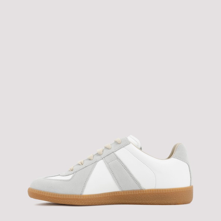 Maison Margiela Women Replica Low-top Leather Sneakers With Suede Inserts In White