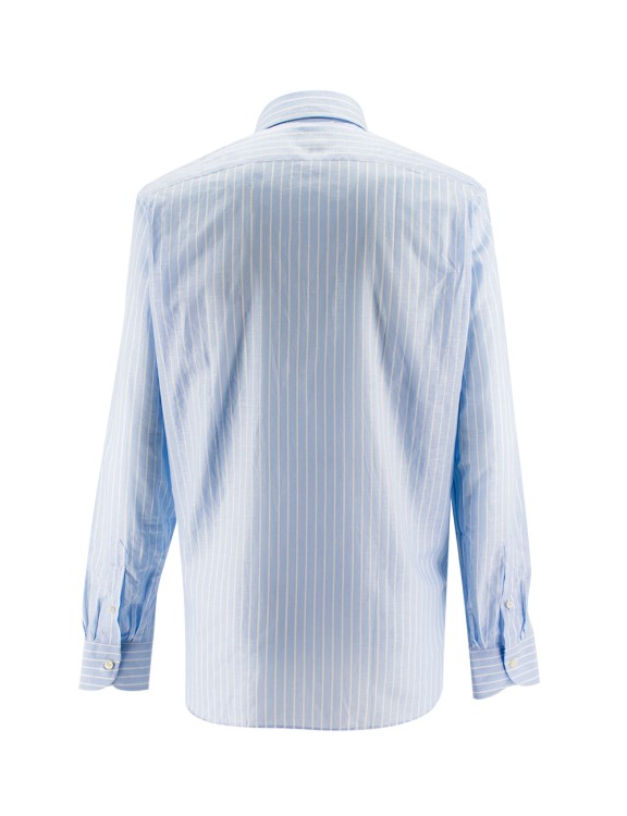 Shop Luigi Borrelli Blue Regular Fit Shirt In White