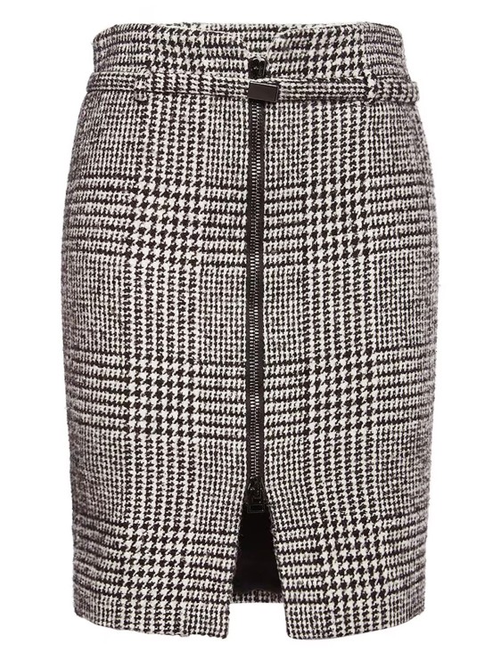 TOM FORD VIRGIN WOOL SKIRT WITH PRINCE OF WALES MOTIF