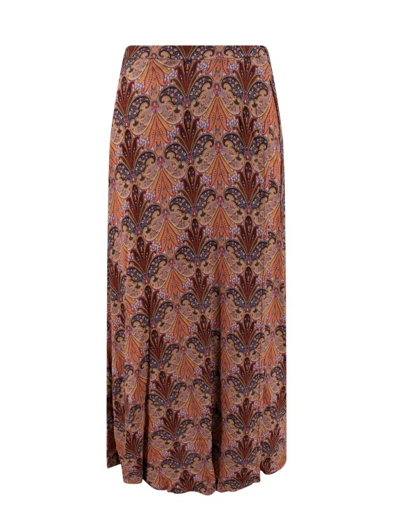 Shop Etro Stretch Viscose Long Skirt With Iconic Print In Neutrals