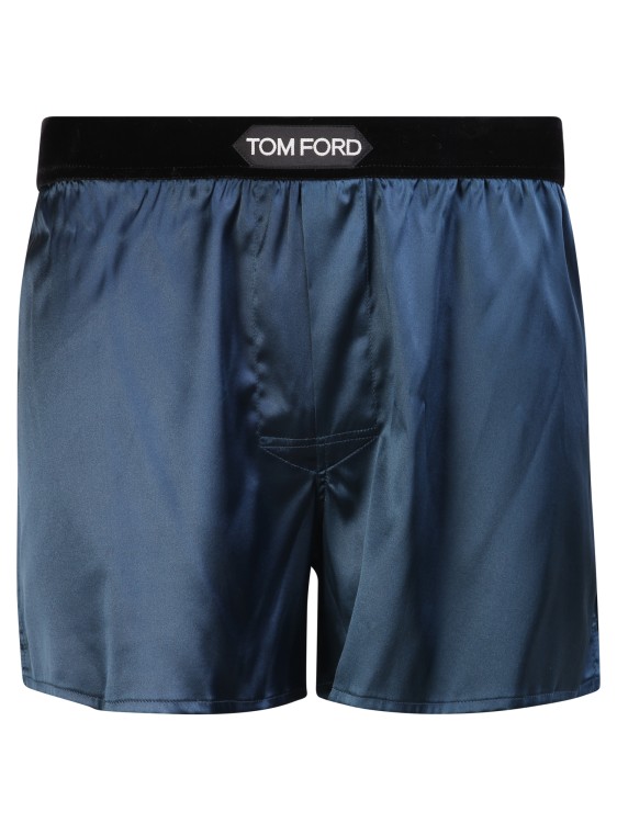Shop Tom Ford Silk Boxer With Logo On The Waist In Black