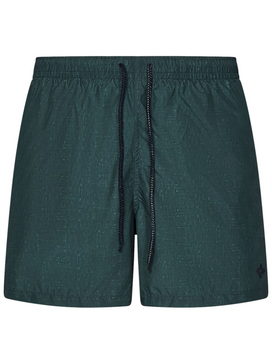 Shop Drumohr Melange Green Nylon Swim Shorts