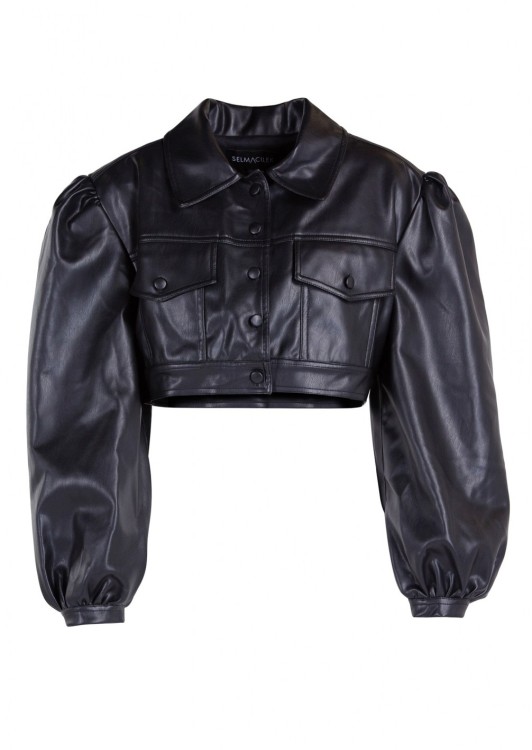 Selmacilek Black Vegan Cropped Leather Jacket