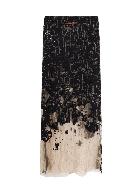 Shop Diesel Cotton And Nylon Skirt With Ripped Effect In Black