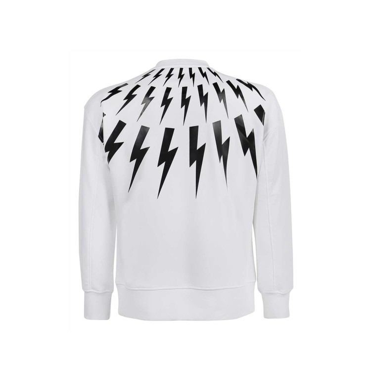 Shop Neil Barrett White Lightning Print Sweatshirt