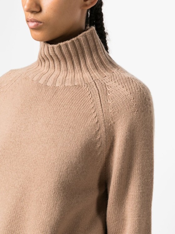 Shop Max Mara Fine-knit High-neck Sweatshirt In Brown