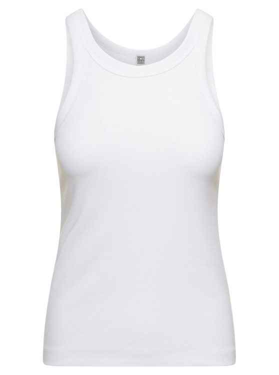 Shop Totême Espera' U Neck Rib Tank Top In Stretch Cotton In White