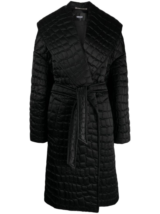 Versace Black Croc-quilted Coat