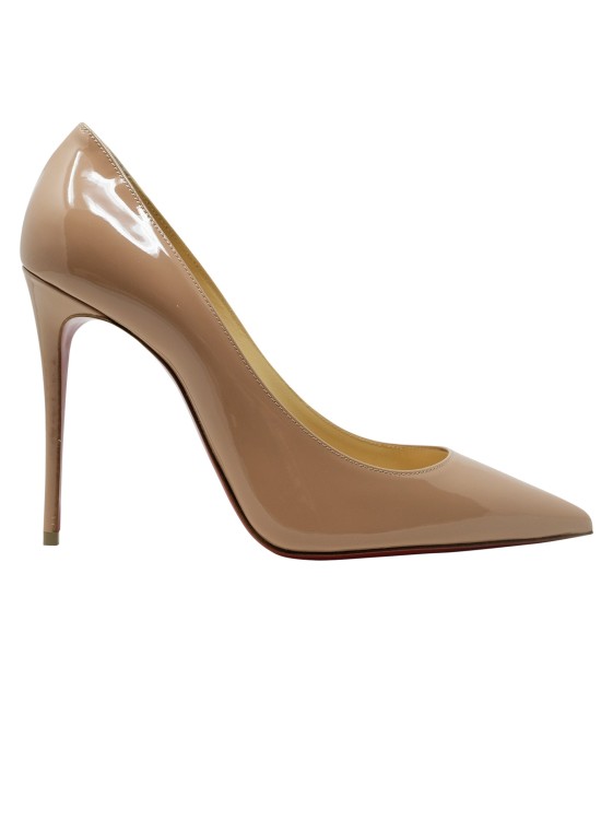Christian Louboutin Nude Patent Kate Pumps In Brown