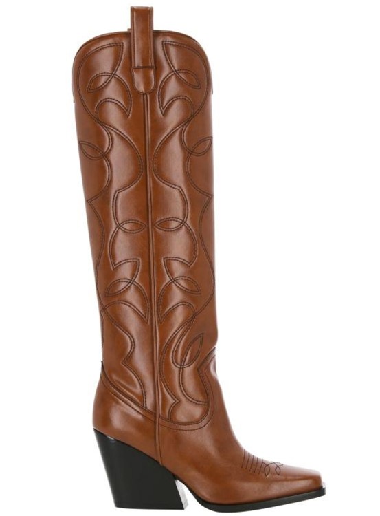 Shop Stella Mccartney Texano Leather Boots In Brown