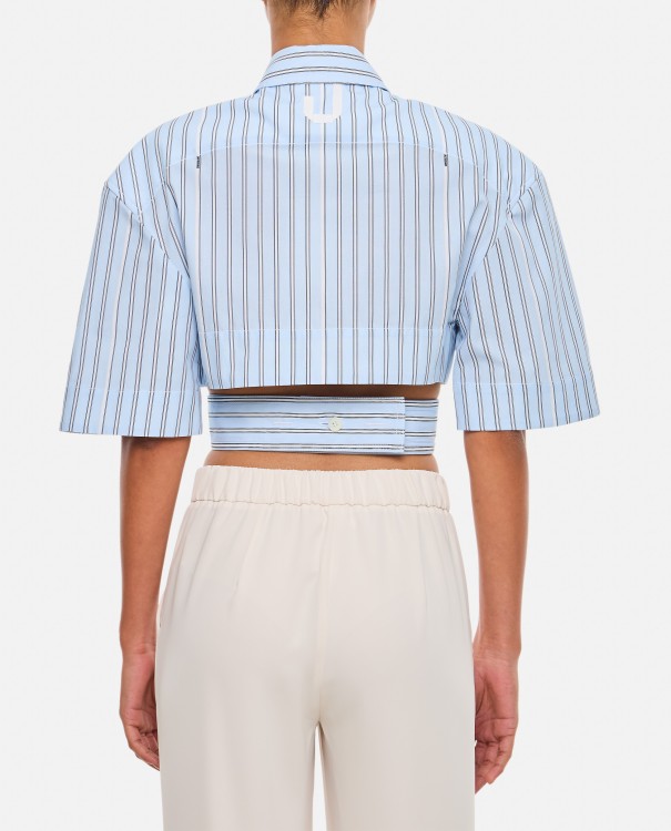 Shop Jacquemus Croppped Stripe Shirt In White