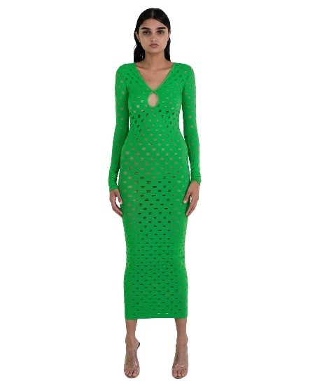 Maisie Wilen Perforated Gown In Green