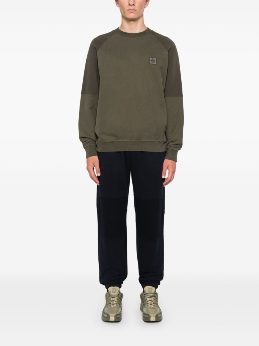 Stone Island Cotton Sweatpants In Black