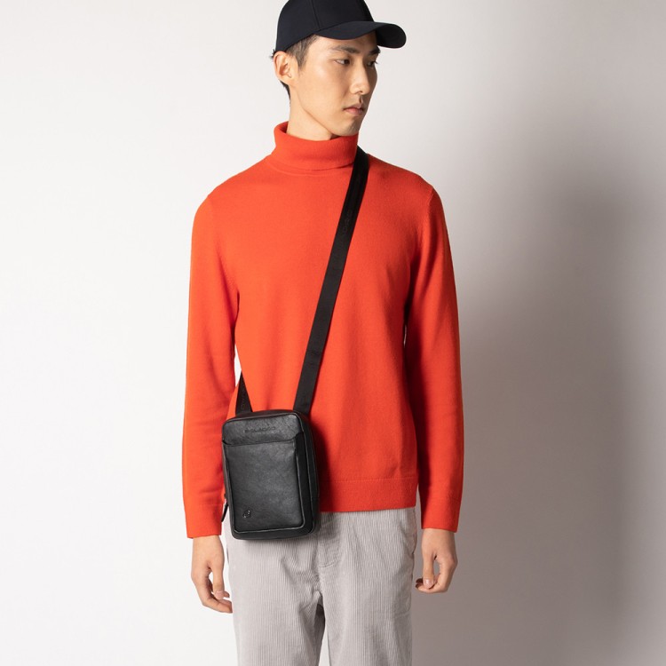 Shop Piquadro Black Organized Pocket Crossbody Bag