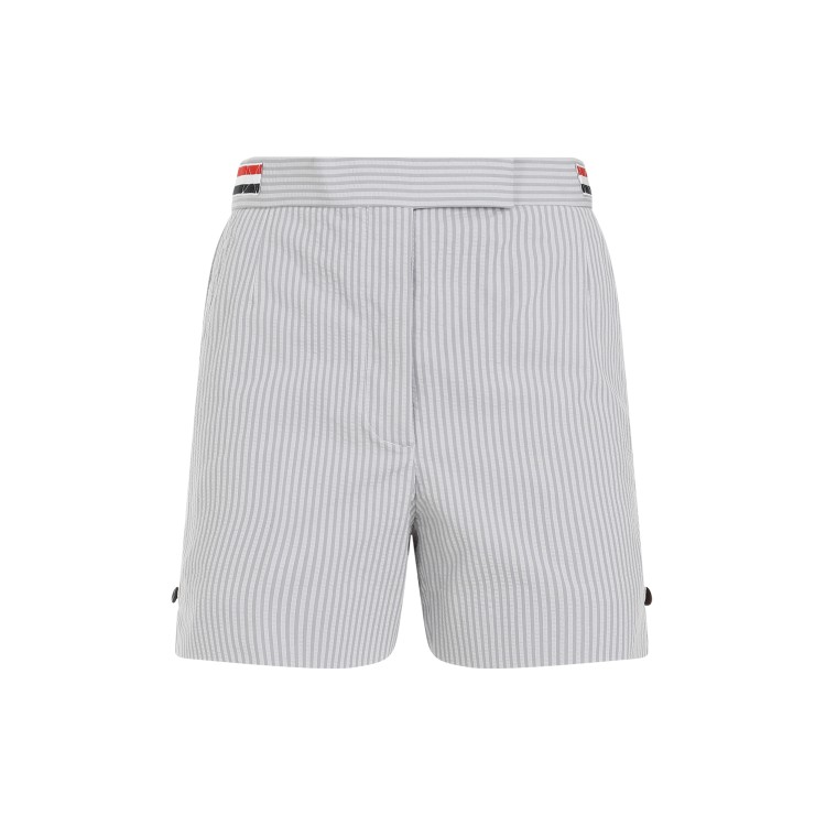 Shop Thom Browne Angled Pocket Thigh Length Grey Cotton Shorts