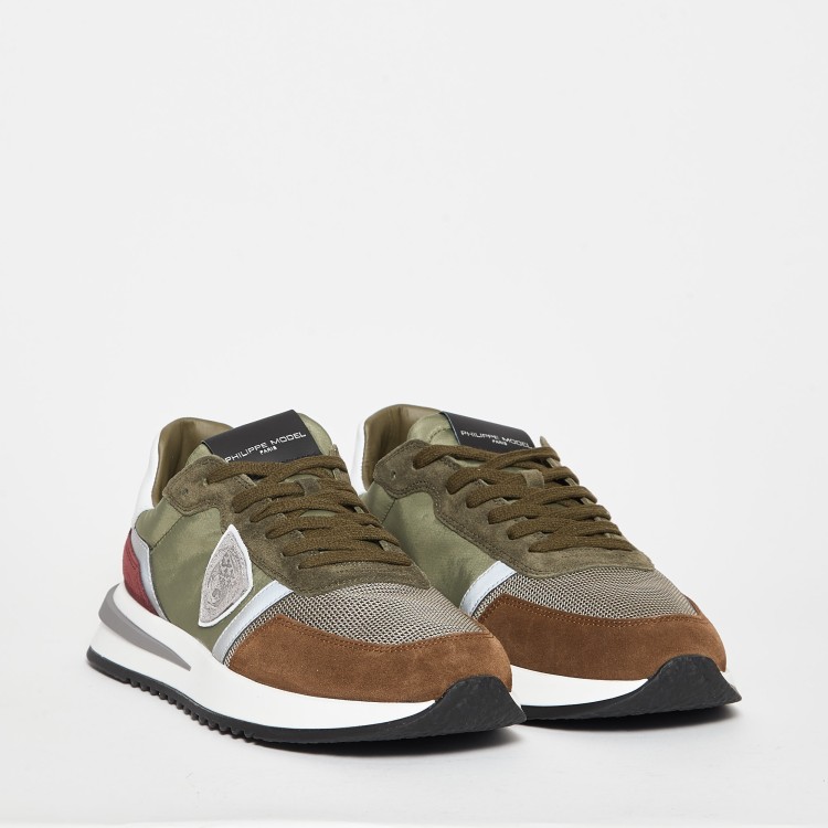 Philippe Model Tropez 2.1 Sneakers In Green Suede And Fabric In Brown