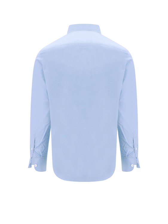 Shop Pt Torino Blue Cotton Shirt With Rouches