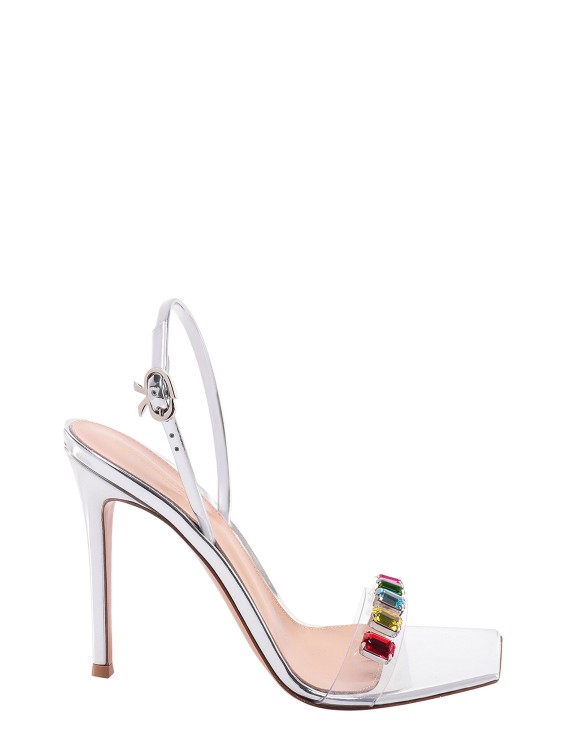 Shop Gianvito Rossi Laminated Sandals With Multicolor Strass In Pink