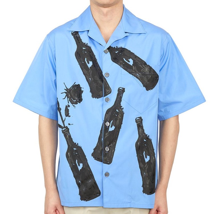 Shop Prada Blue Cotton Shirt