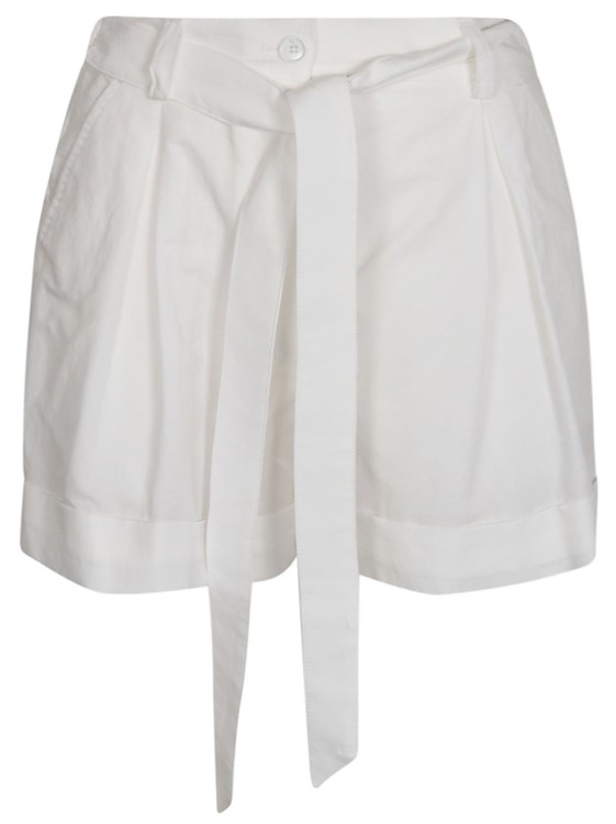 Shop Pinko White Pleated Shorts