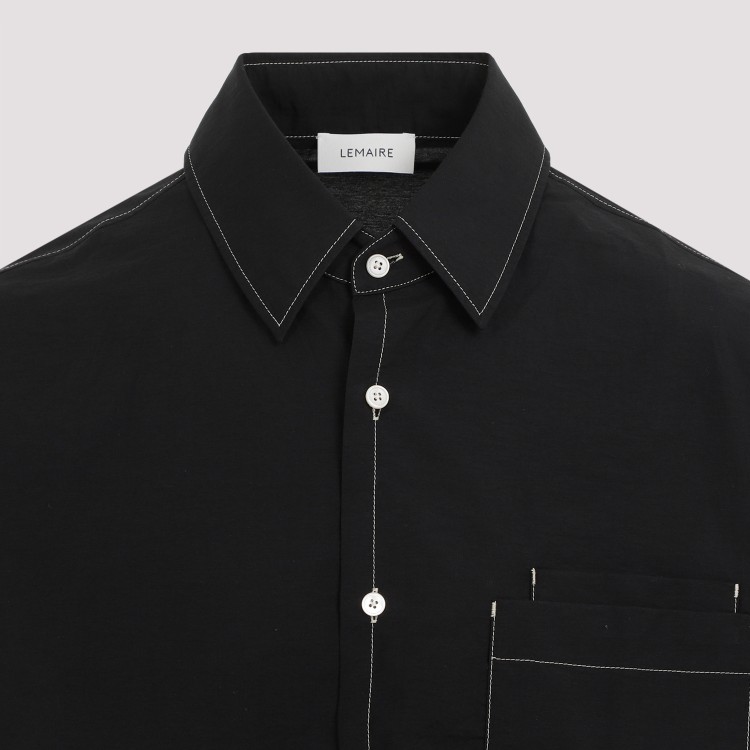Shop Lemaire Double Pocket Ss Black Cotton Shirt