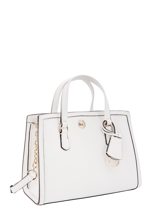 Shop Michael Kors Leather Handbag With Metal Monogram In White