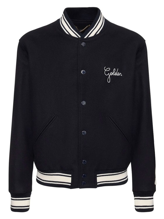 Shop Golden Goose Bomber With Golden Embroidery In Black