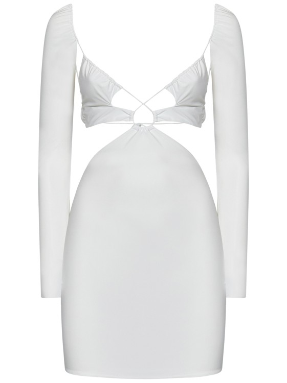 Shop Amazuìn Azhar Off-white Stretch Jersey Long-sleeved Minidress
