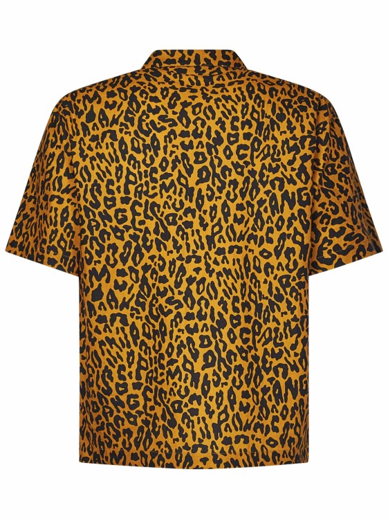 Shop Palm Angels Orange Leopard-print Bowling Shirt In Brown