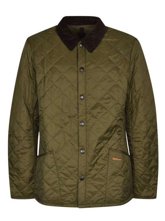 Shop Barbour Olive Green Cotton Quilted Shirt Jacket