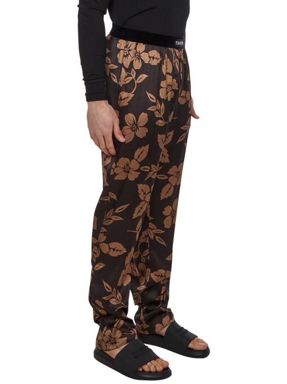 Shop Tom Ford Brown Caramel Floral Print Trousers In Black