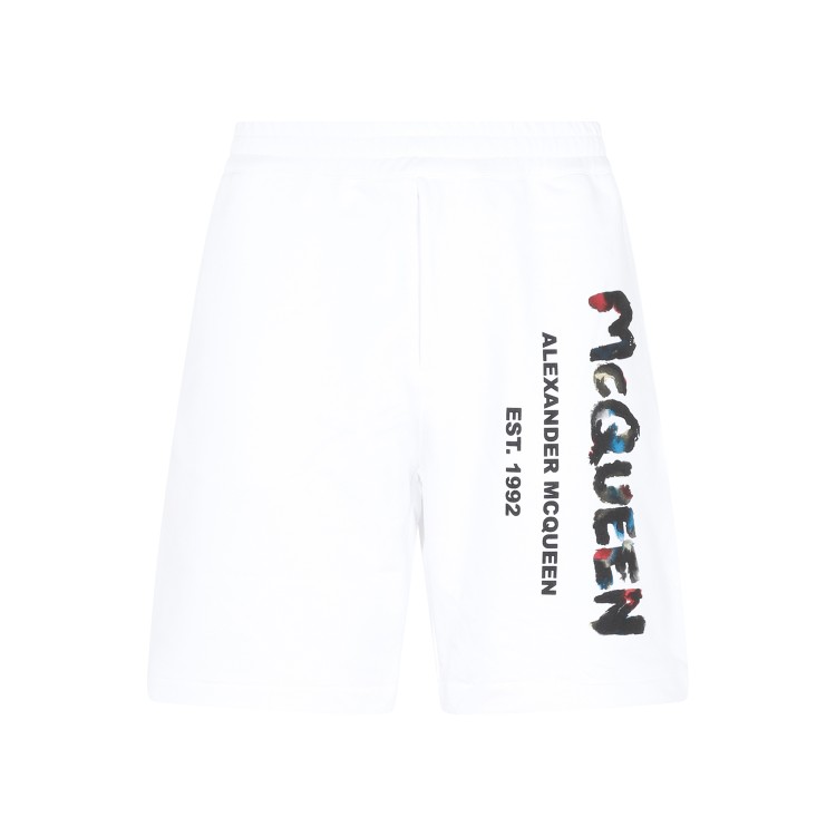 Shop Alexander Mcqueen White Cotton Logoed Shorts