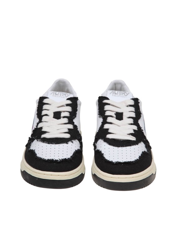Shop Autry Sneakers In Black And White Leather And Canvas In Grey