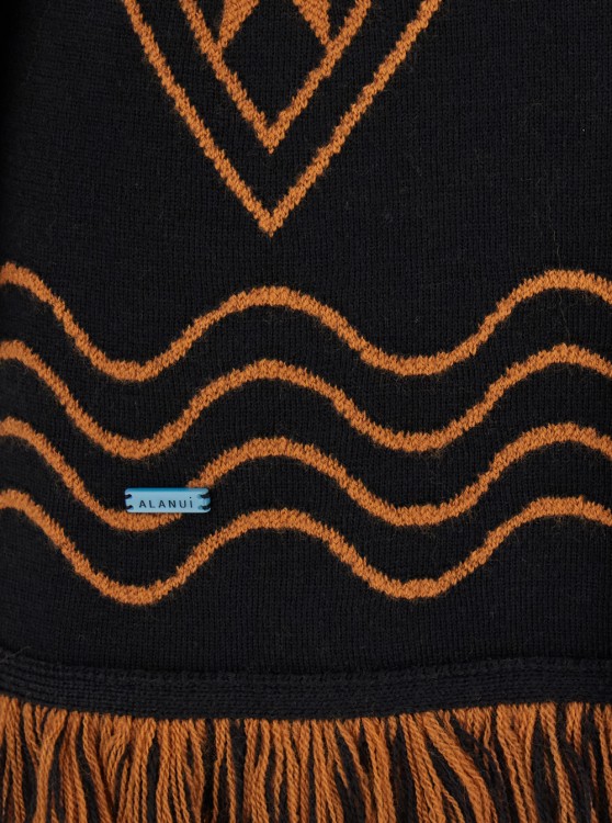 Alanui 'mystic Gate' Orange And Black Cardigan With Belt In Wool Woman In Black