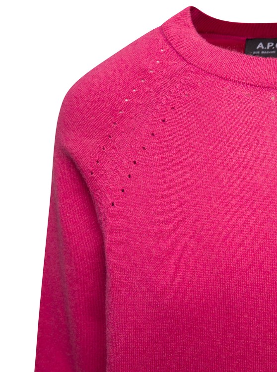 Shop Apc Rosanna' Fuchsia Crewneck Sweater With Perforated Details In Cotton And Cashmere In Pink