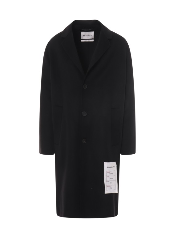 Shop Amaranto Hand Made Wool And Cashmere Coat In Black
