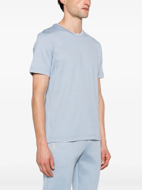 Shop Eleventy Layered Cotton T-shirt In Blue