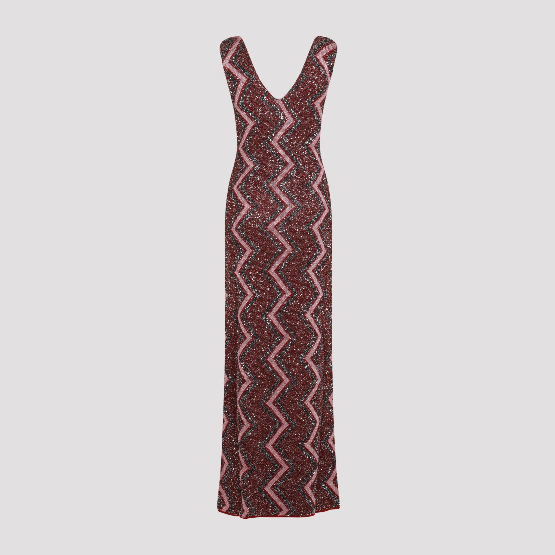 Shop Missoni Maxi Dress With V-neck And Metallic Zigzag Pattern In Multicolor