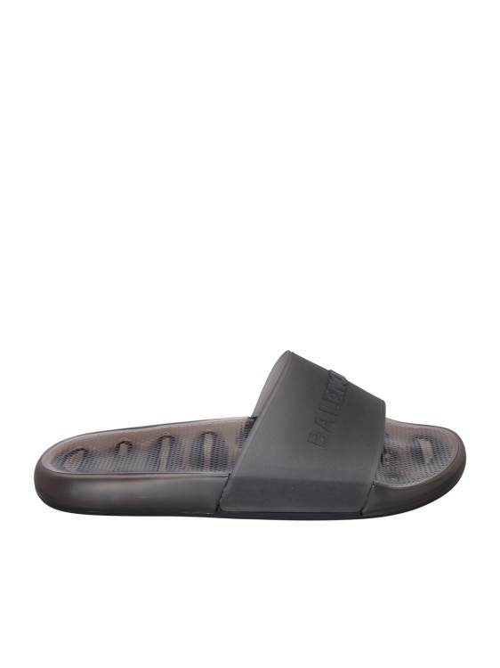 Shop Balenciaga Rubber Slides In Grey