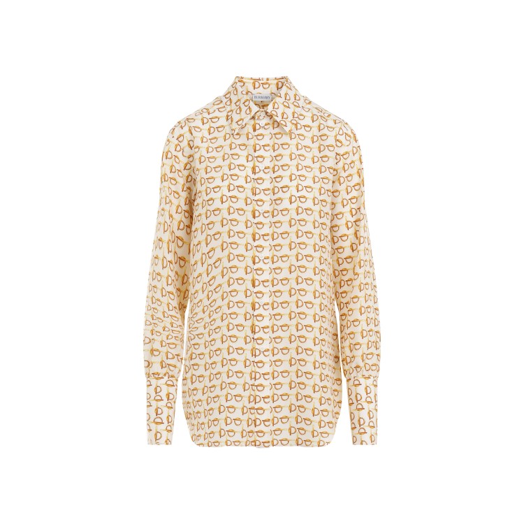 Burberry B-closure Print Silk Poplin Shirt In Neutrals