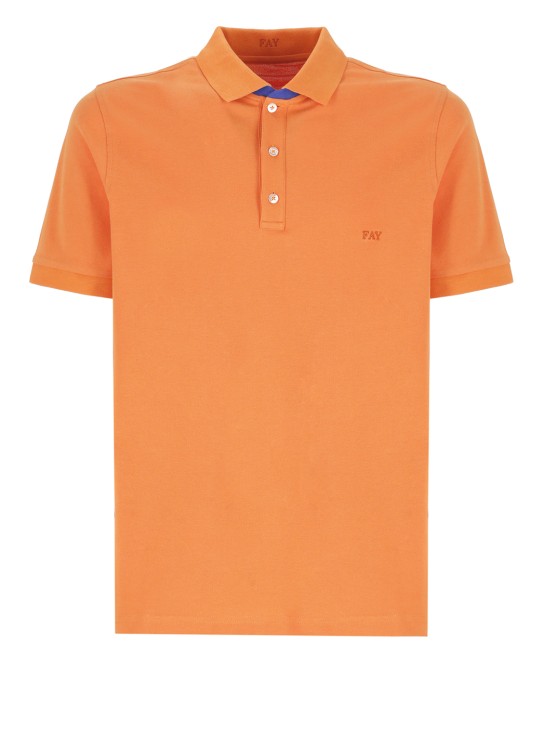 Fay Logoed Polo In Orange