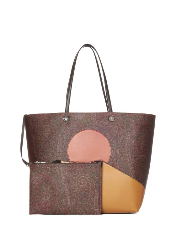 Shop Etro Maxi Shopping Bag In Paisley Jacquard In Brown