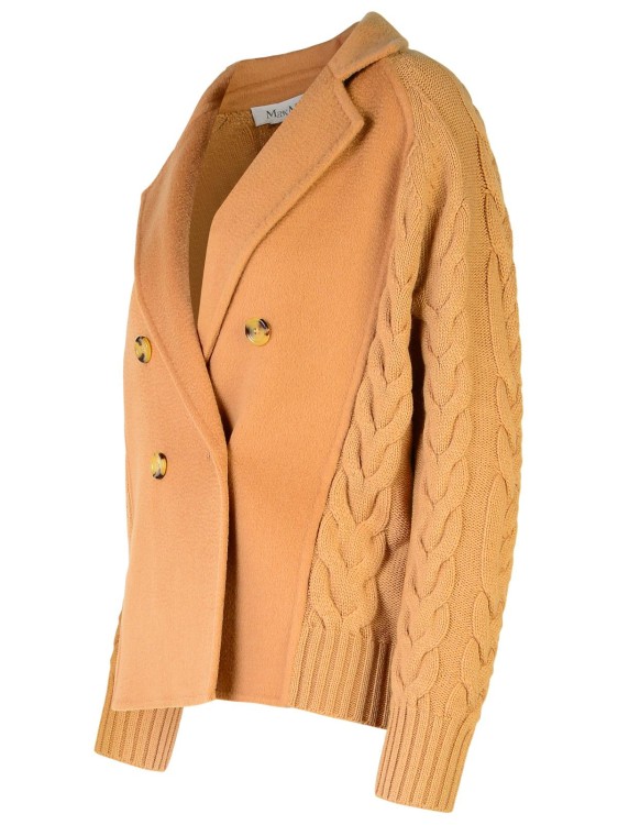 Shop Max Mara Micio' Cardigan In Beige Wool Blend In Orange