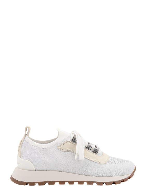 Shop Brunello Cucinelli Lurex And Suede Sneakers In White