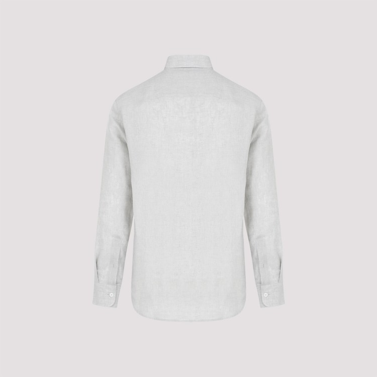 Shop Brioni Grey Water Linen Shirt In White
