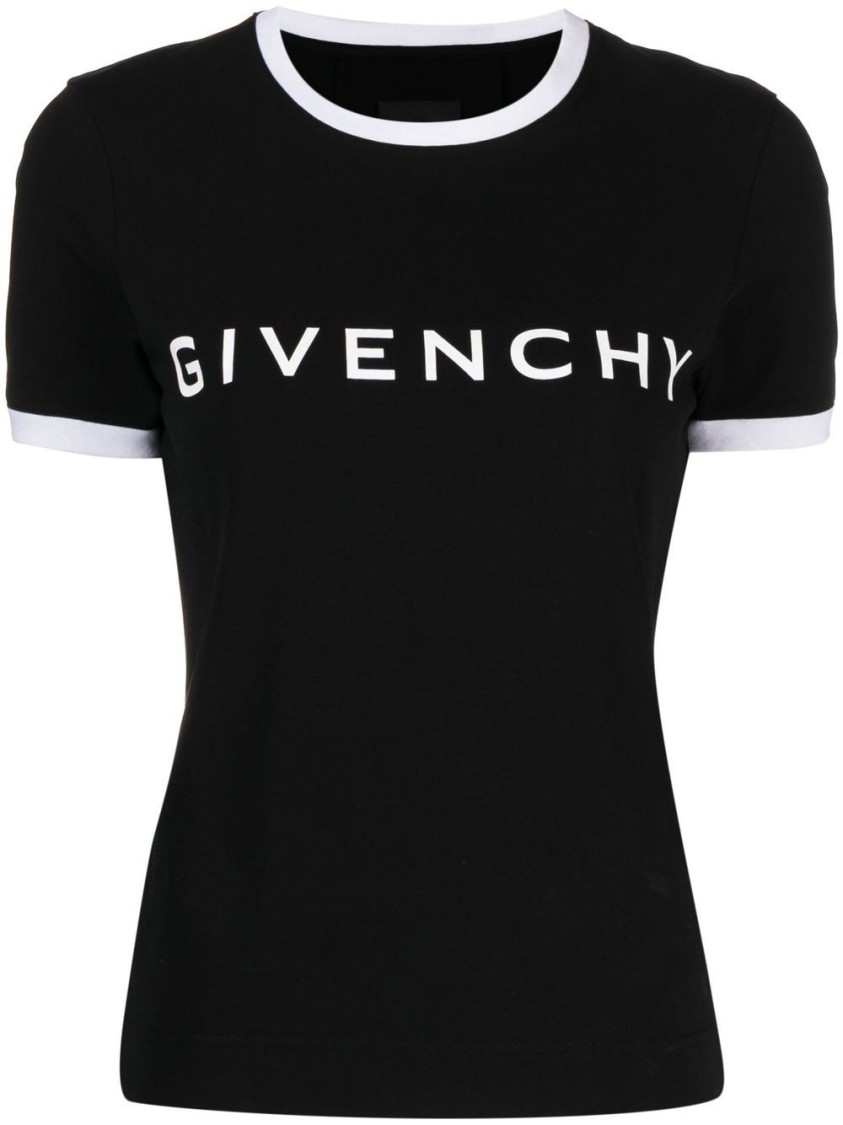 Givenchy Black Crewneck T-shirt With Logo Lettering On The Front And 4g Logo On The Rear In Cotton S In Black